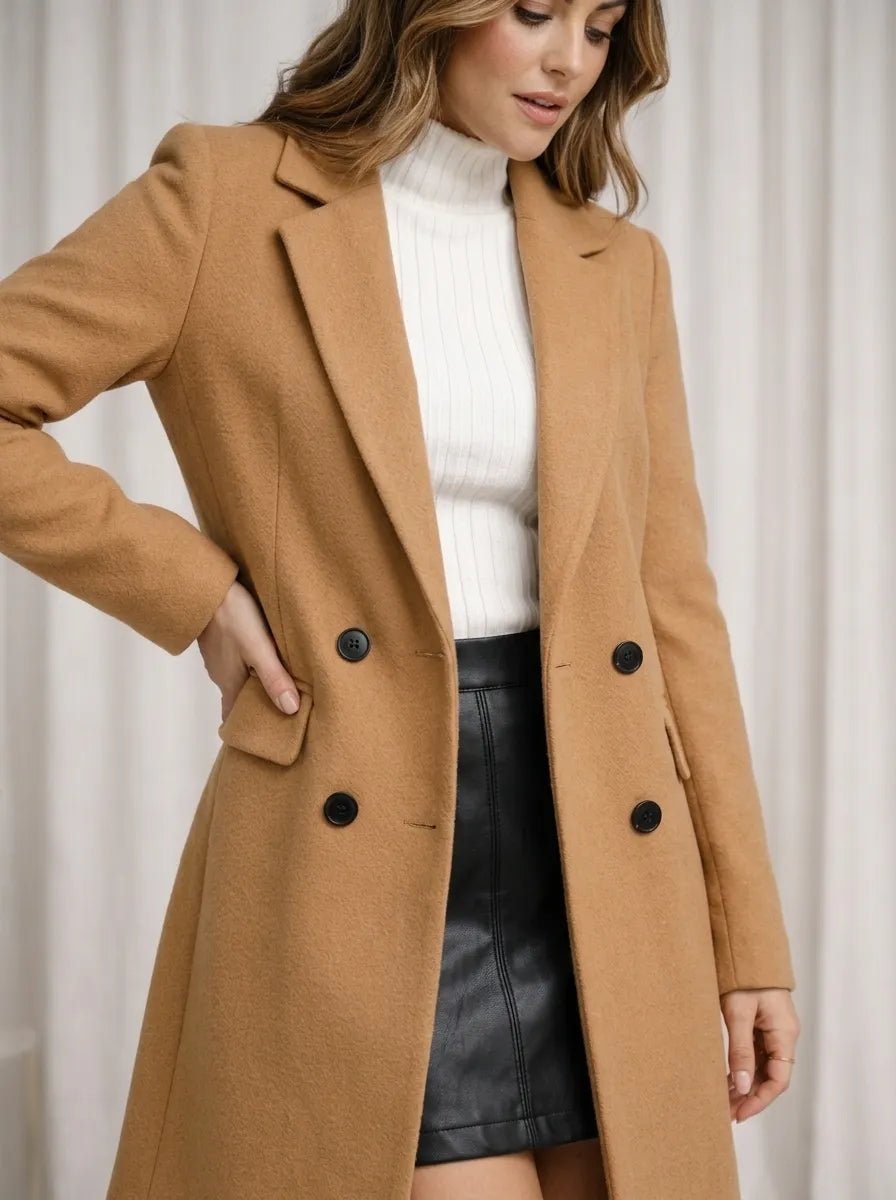 Casaco Sobretudo Feminino Lã Batida com Lapela Elegante – Casaco Sobretudo Feminino Lã Batida com Lapela Elegante | Use Virela