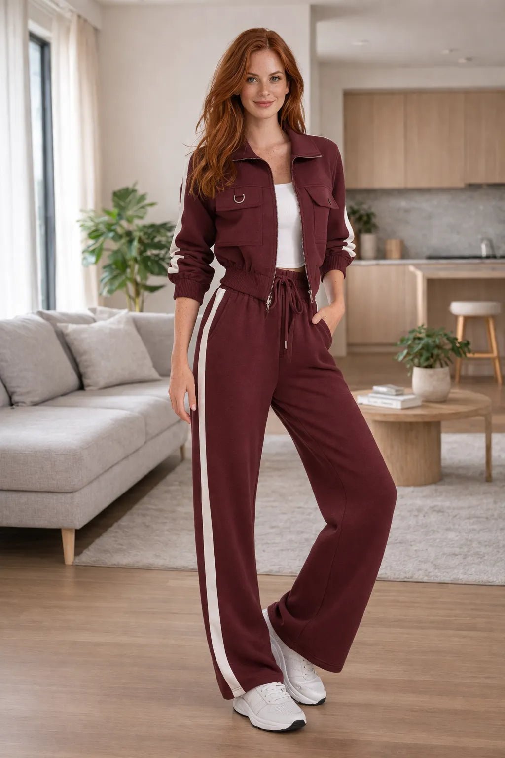 Conjunto Feminino Pantalona com Listra Lateral e Jaqueta com Zíper – Conjunto Feminino Pantalona com Listra Lateral e Jaqueta com Zíper | Use Virela