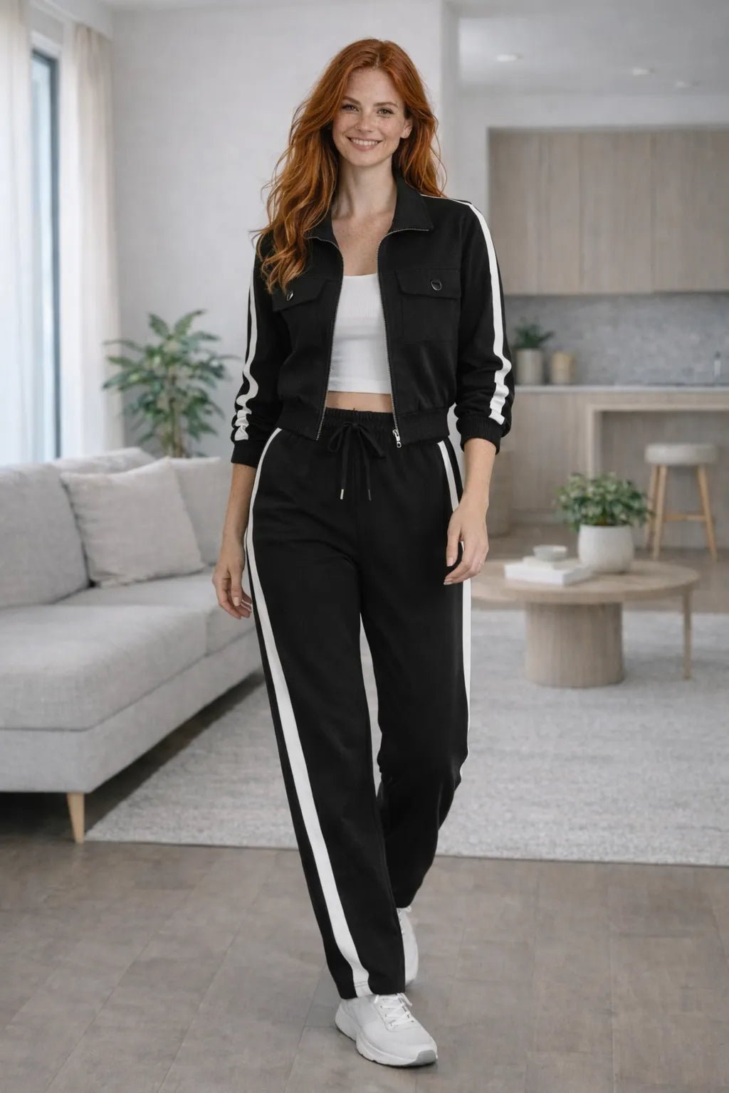 Conjunto Feminino Pantalona com Listra Lateral e Jaqueta com Zíper – Conjunto Feminino Pantalona com Listra Lateral e Jaqueta com Zíper | Use Virela