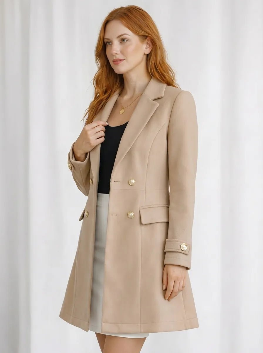Sobretudo Feminino Elegante Alongado com Lapela e Botões – Sobretudo Feminino Elegante Alongado com Lapela e Botões | Use Virela
