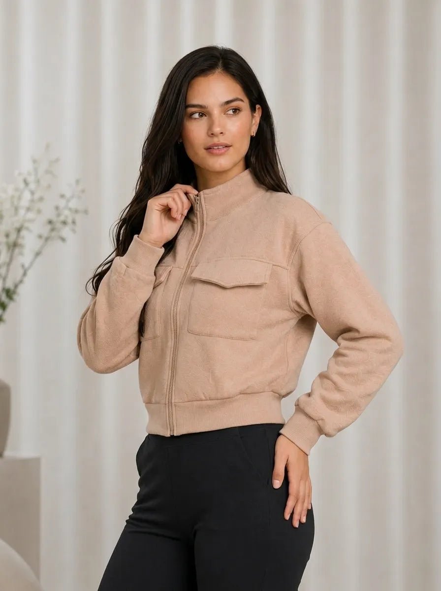 Casaco Feminino Elegante Manga Longa com Fecho – Casaco Feminino Manga Longa com Fecho Elegante | Use Virela