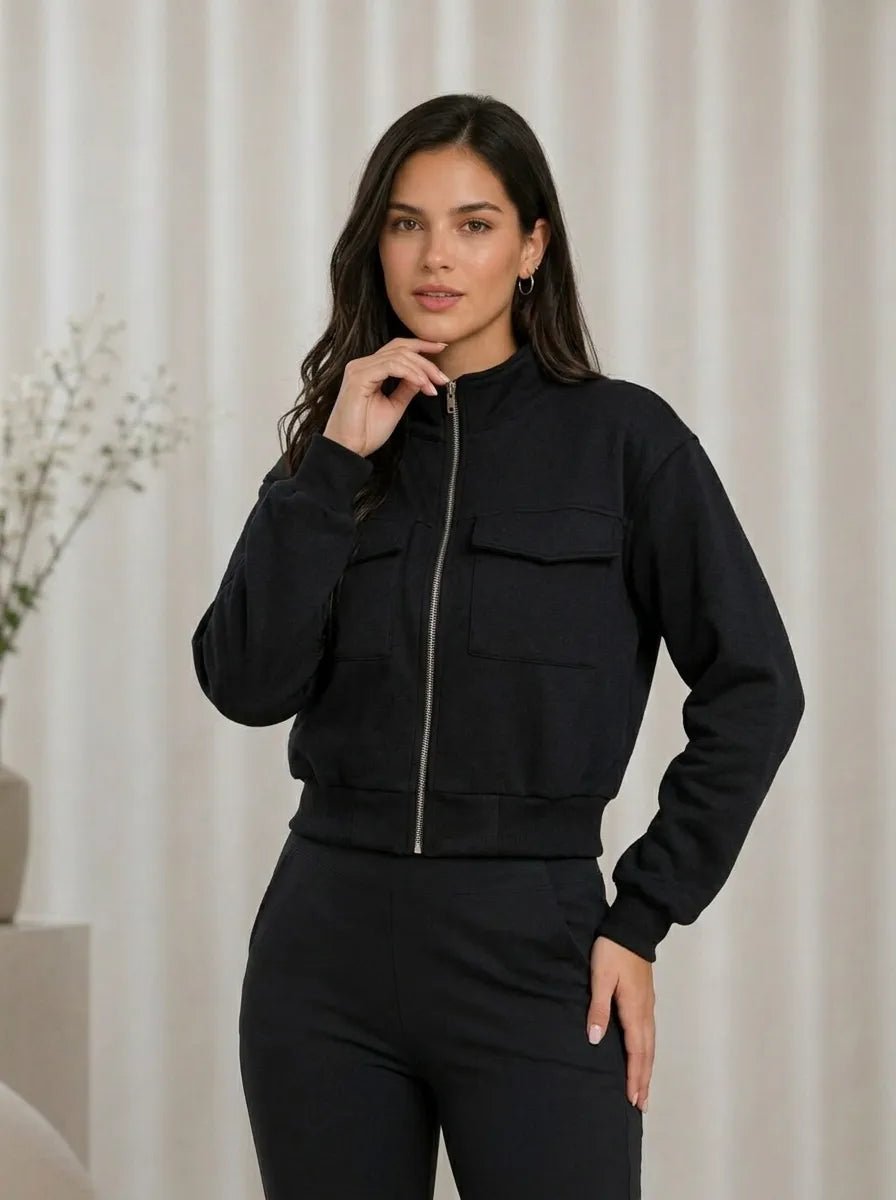 Casaco Feminino Elegante Manga Longa com Fecho – Casaco Feminino Manga Longa com Fecho Elegante | Use Virela