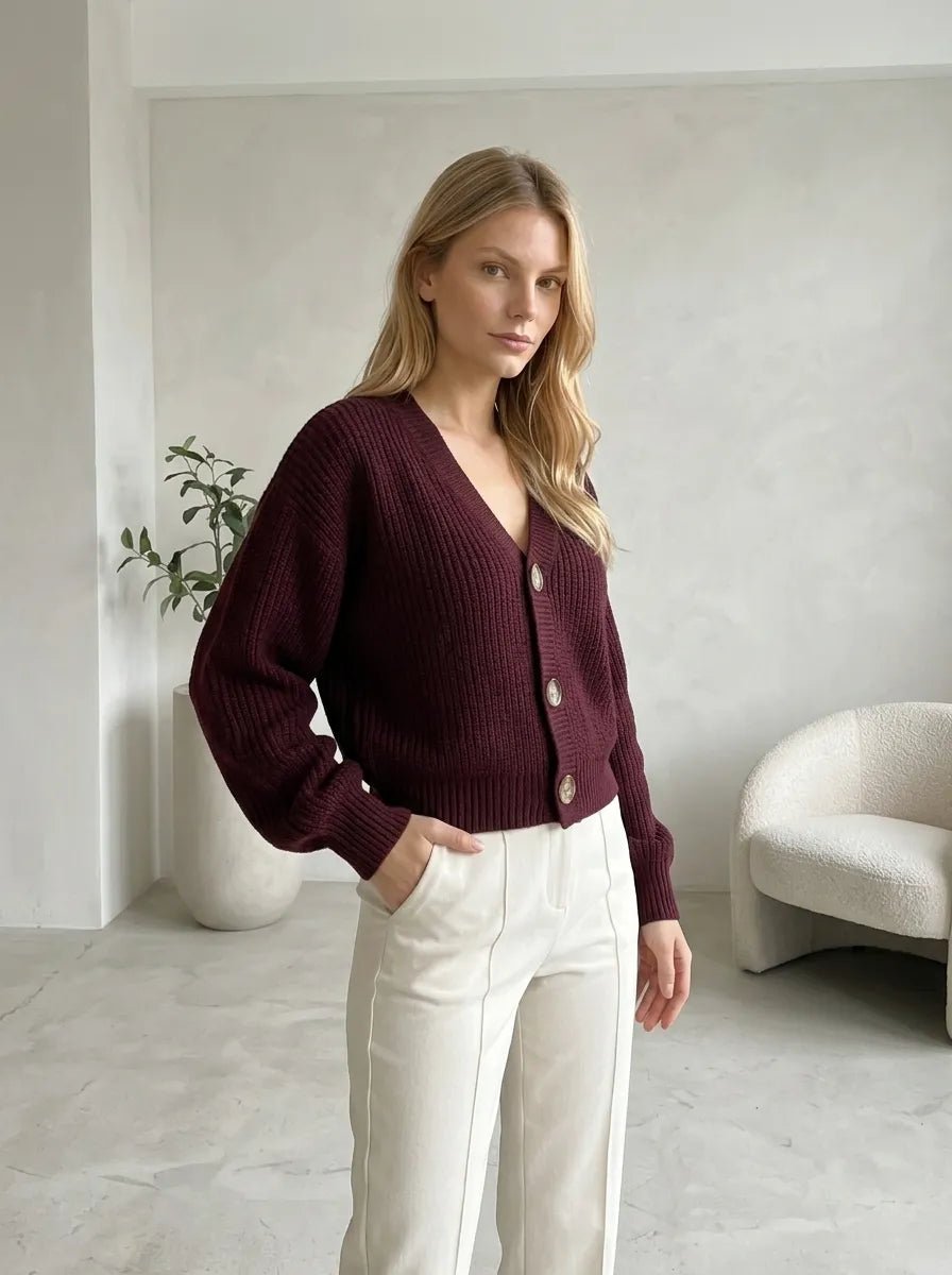 Casaco Feminino Tricot com Botões Lisse Elegante – Casaco Feminino Tricot com Botões Lisse Elegante | Use Virela