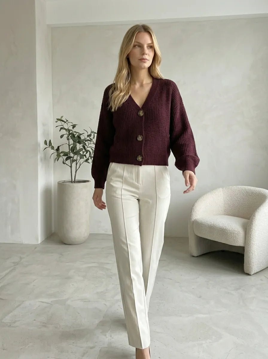 Casaco Feminino Tricot Sofisticado com Botões – Casaco Feminino Tricot Sofisticado com Botões | Use Virela