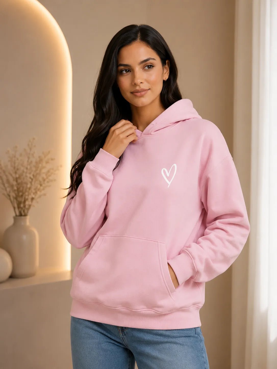 Casaco Feminino Moletom Coração com Capuz – Casaco Feminino Moletom Coração com Capuz e Bolso | Use Virela