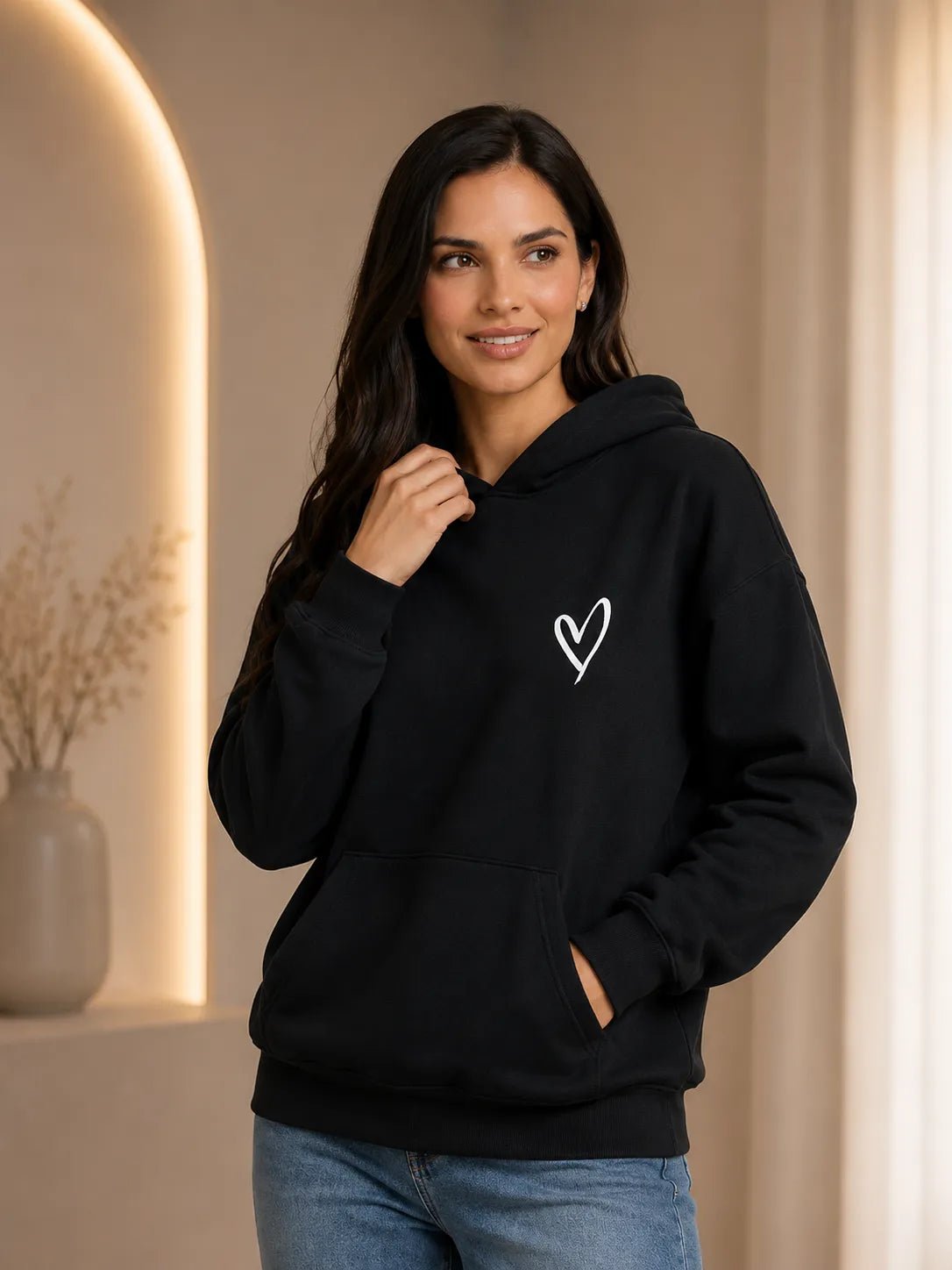 Casaco Feminino Moletom Coração com Capuz – Casaco Feminino Moletom Coração com Capuz e Bolso | Use Virela