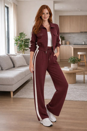 Conjunto Feminino Pantalona com Listra Lateral e Jaqueta com Zíper – Conjunto Feminino Pantalona com Listra Lateral e Jaqueta com Zíper | Use Virela