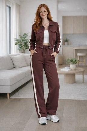 Conjunto Feminino Pantalona com Listra Lateral e Jaqueta com Zíper – Conjunto Feminino Pantalona com Listra Lateral e Jaqueta com Zíper | Use Virela