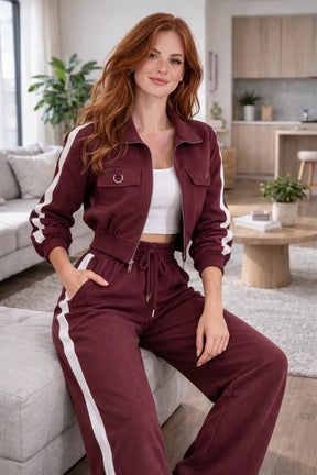 Conjunto Feminino Pantalona com Listra Lateral e Jaqueta com Zíper – Conjunto Feminino Pantalona com Listra Lateral e Jaqueta com Zíper | Use Virela