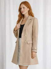 Sobretudo Feminino Elegante Alongado com Lapela e Botões – Sobretudo Feminino Elegante Alongado com Lapela e Botões | Use Virela