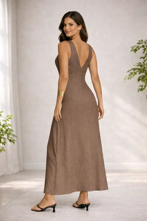 Vestido Longo Plissado Costas V Elegante – Vestidos / Vestido Longo | Use Virela