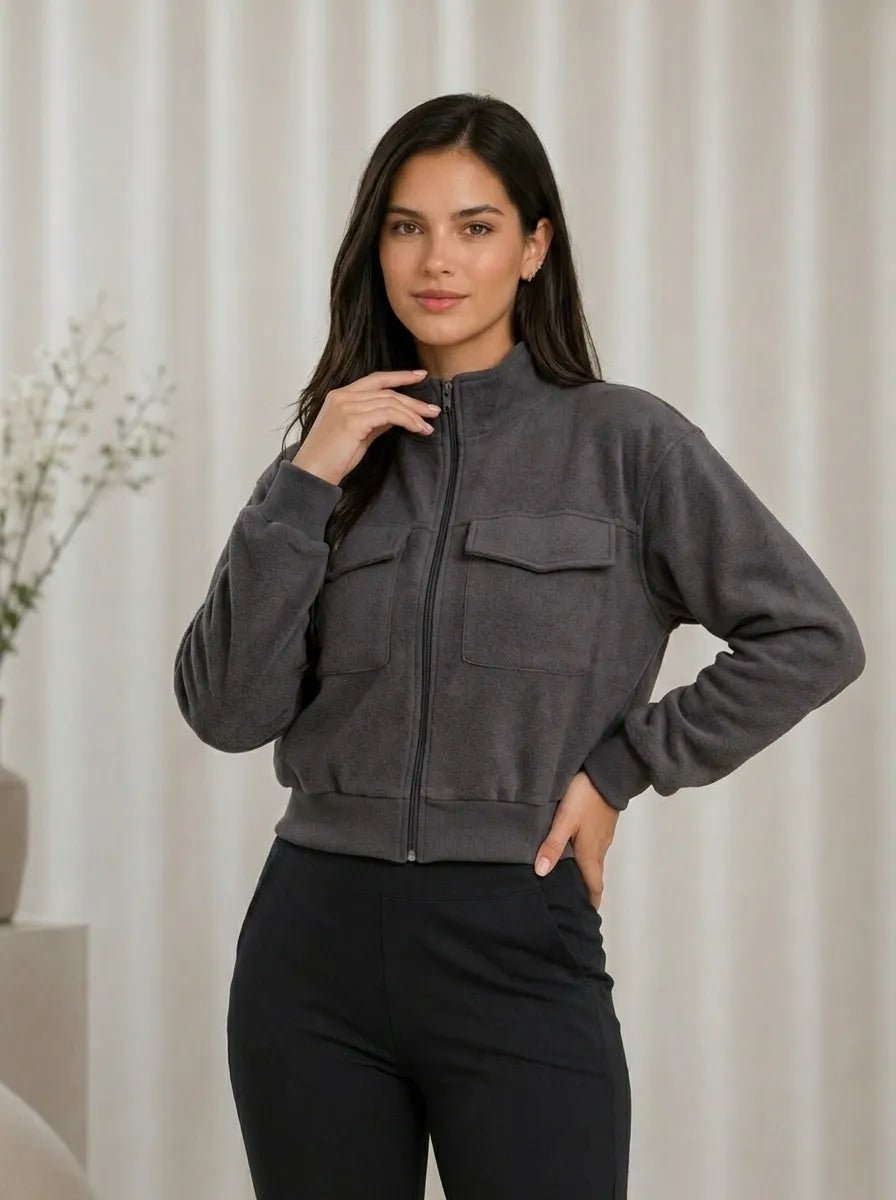 Casaco Feminino Elegante Manga Longa com Fecho – Casaco Feminino Manga Longa com Fecho Elegante | Use Virela