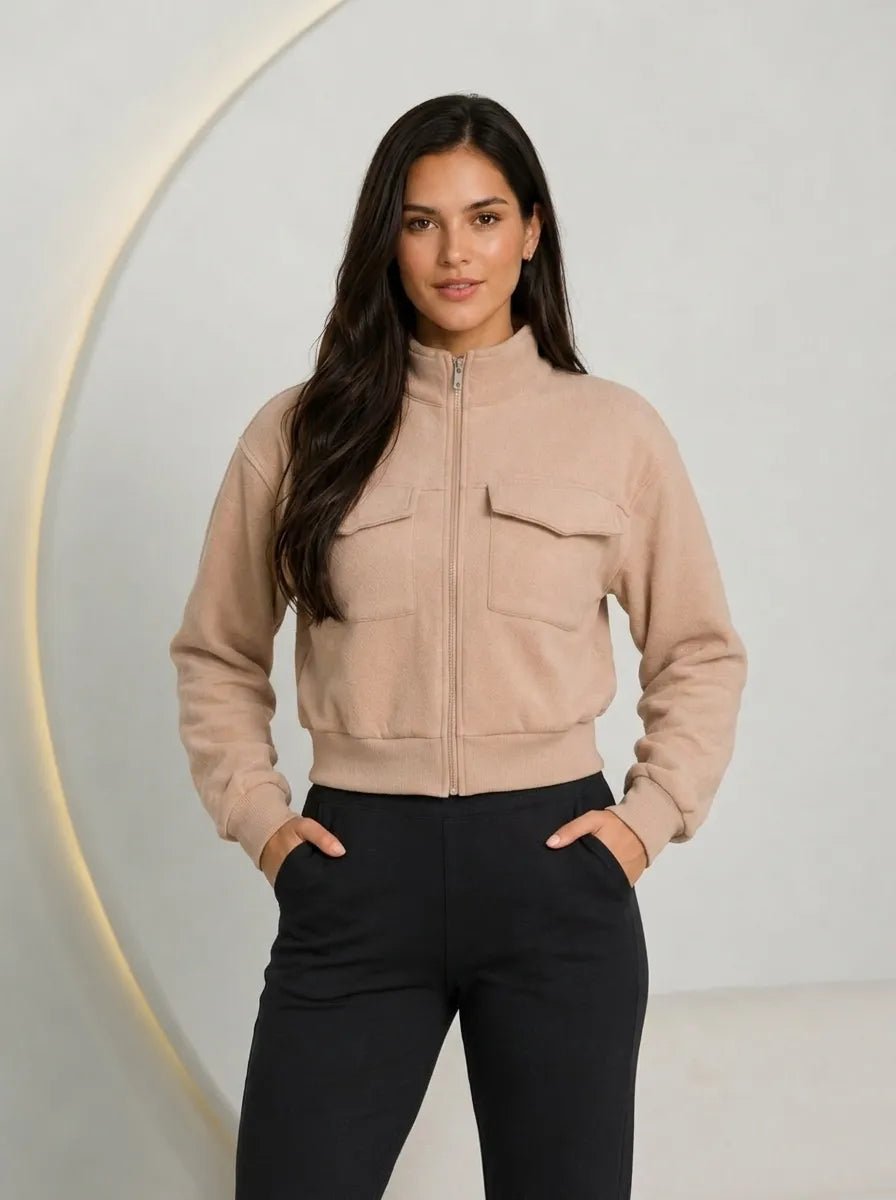 Casaco Feminino Elegante Manga Longa com Fecho – Casaco Feminino Manga Longa com Fecho Elegante | Use Virela