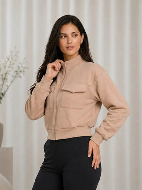 Casaco Feminino Elegante Manga Longa com Fecho – Casaco Feminino Manga Longa com Fecho Elegante | Use Virela
