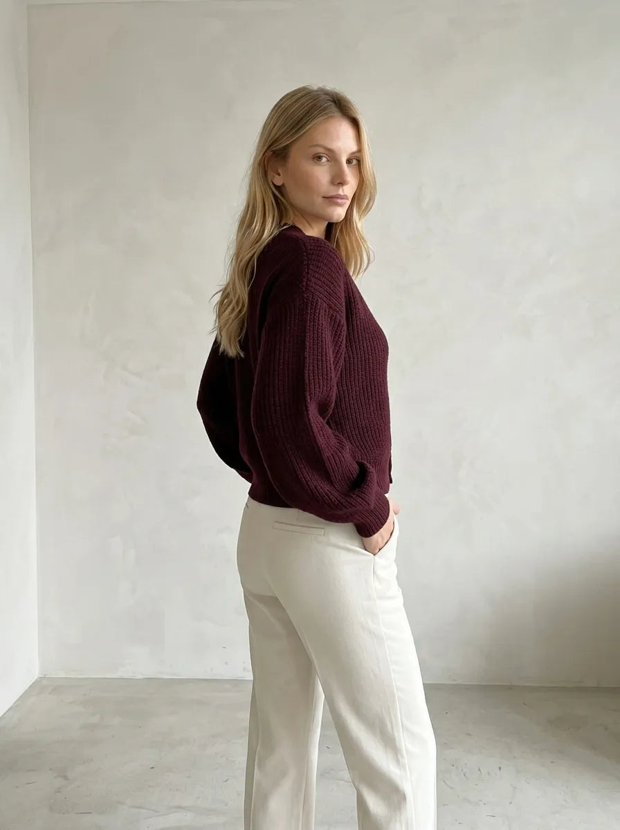 Casaco Feminino Tricot com Botões Lisse Elegante