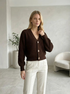 Casaco Feminino Tricot  Sofisticado com Botões