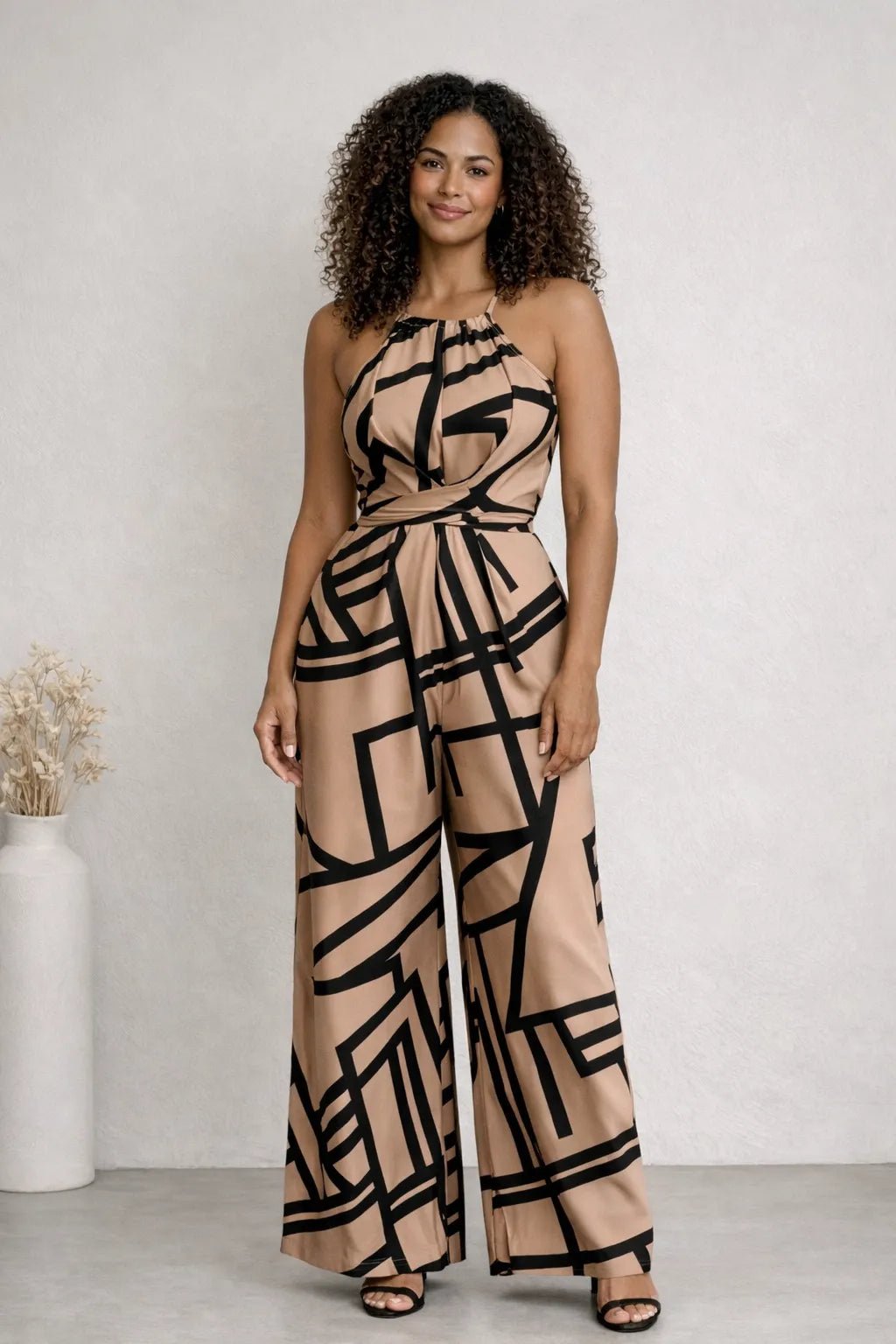 Macacão Gola Alta e Cintura Franzida Feminino Elegante – Macacão | Use Virela