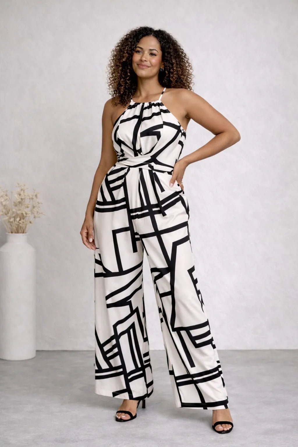 Macacão Gola Alta e Cintura Franzida Feminino Elegante – Macacão | Use Virela