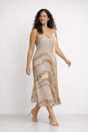 Vestido Longo Marmorizado Elegante – Vestidos / Vestido Longo | Use Virela