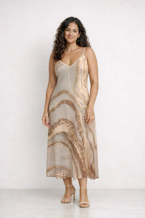 Vestido Longo Marmorizado Elegante – Vestidos / Vestido Longo | Use Virela